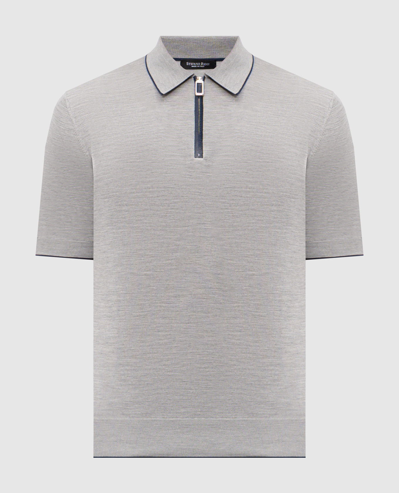 Серое поло из шелка