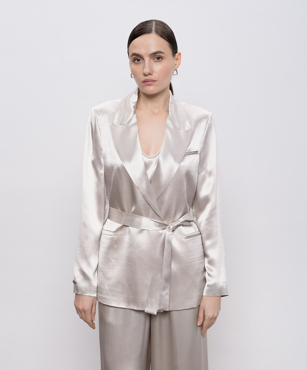 Peserico Бежевый двубортный жакет с поясом E01220A01514 изображение 3