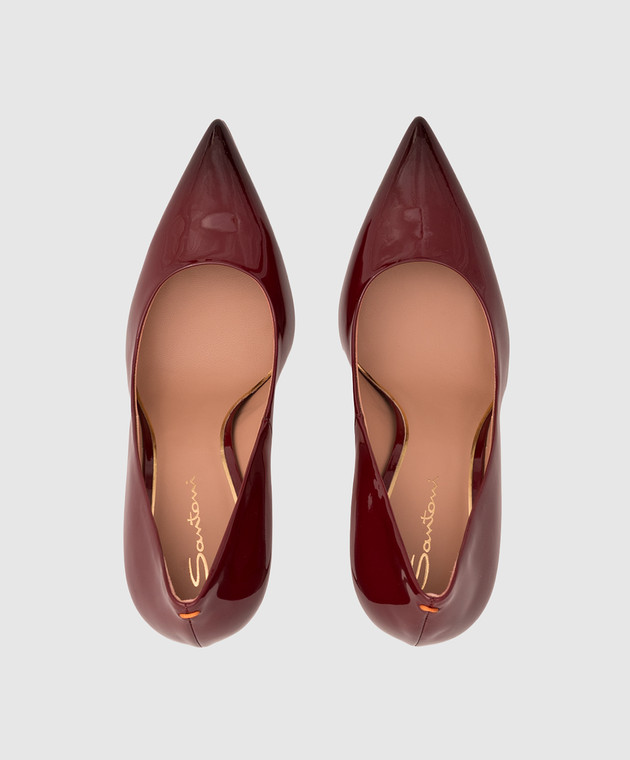 Santoni Бордовые кожаные лакированные туфли WDCZ70944HIANVAA изображение 4