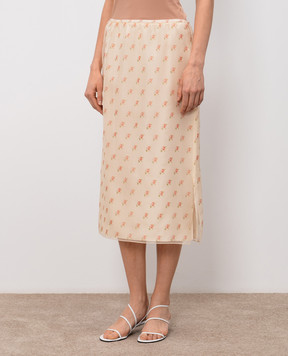 Khaite Бежева спідниця Sydni із шовку в квітковий принт 41863436