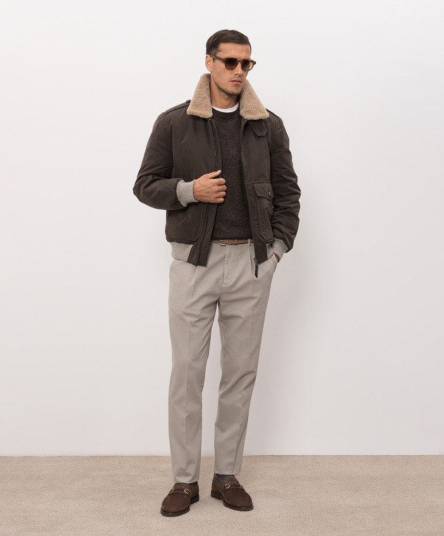 Brunello Cucinelli Коричневый джемпер из кашемира, шелка и льна MSY00100 изображение 2