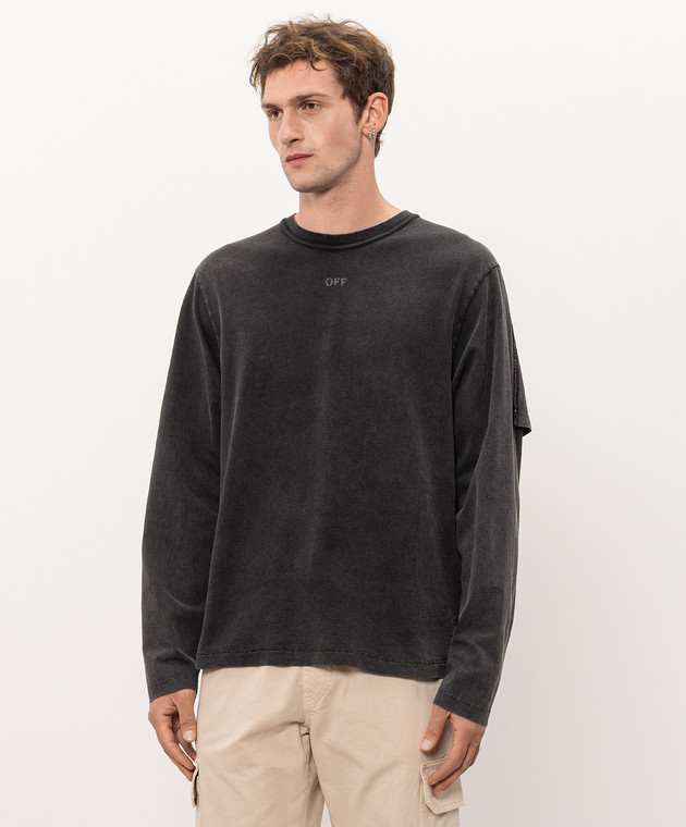 Off-White Серый лонгслив Swimming Face 44MAB09KF26J003 изображение 3