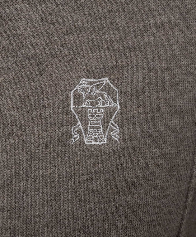 Brunello Cucinelli Серая спортивная куртка из кашемира с вышивкой эмблемы M2219206G изображение 5