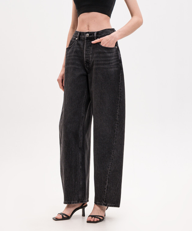 Alexander Wang Чорні джинси-банани з логотипом з кристалів 4DC1264112 зображення 3