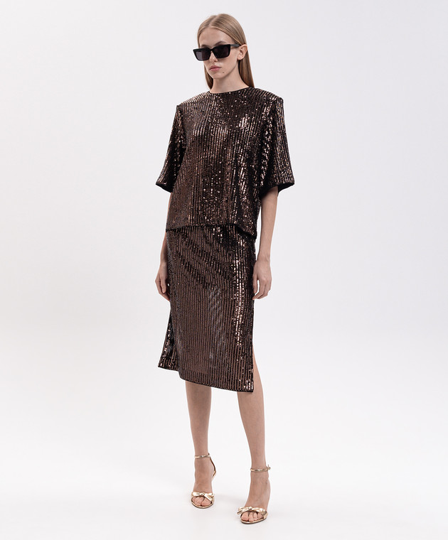 Twinset Коричневая юбка в пайетке 262TT2142 изображение 2