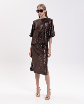 Twinset Коричневая юбка в пайетке 262TT2142