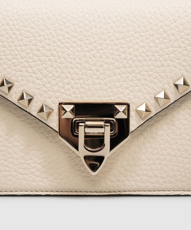 Valentino Кожаная сумка кросс-боди цвета айвори Rockstud 9W2B0T76VSF изображение 7