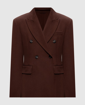 Brunello Cucinelli Коричневый двубортный жакет из шерсти MG5537243P
