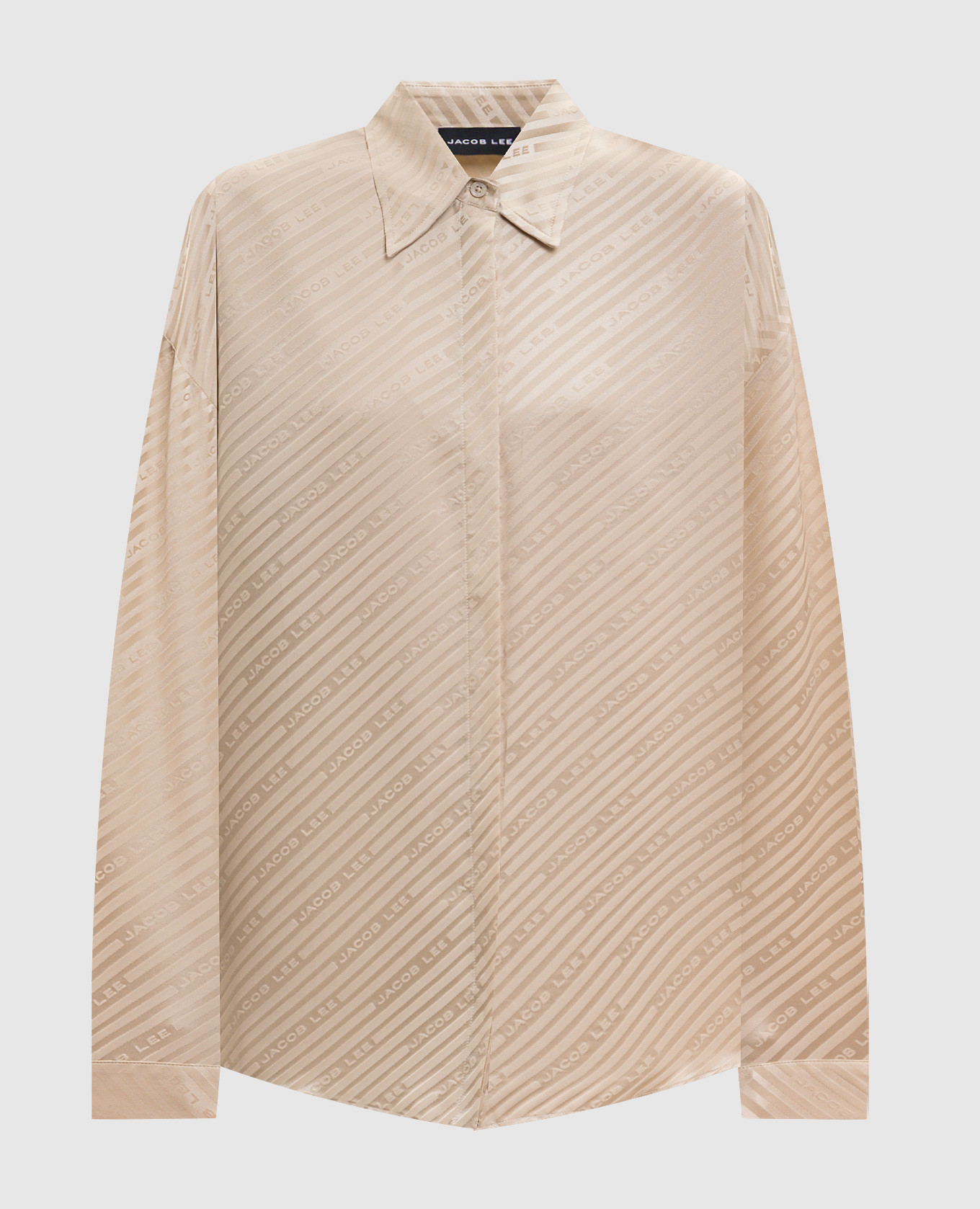 

Бежевая блузка из шелка в узор, Бежевый, Блузы