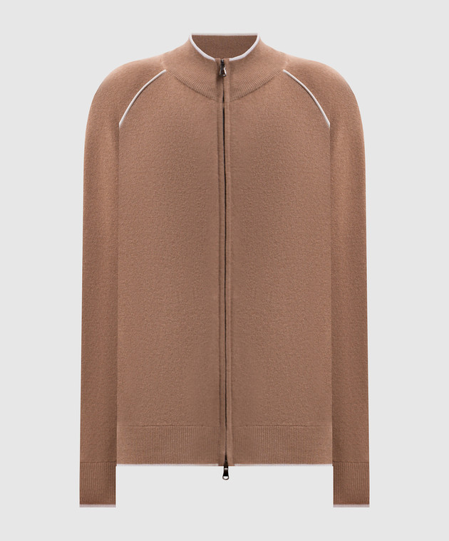 Kiton Коричневая спортивная куртка из шерсти и кашемира D62940K0584L