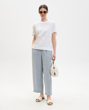 Peserico Голубые брюки из льна с отворотами P0430102629