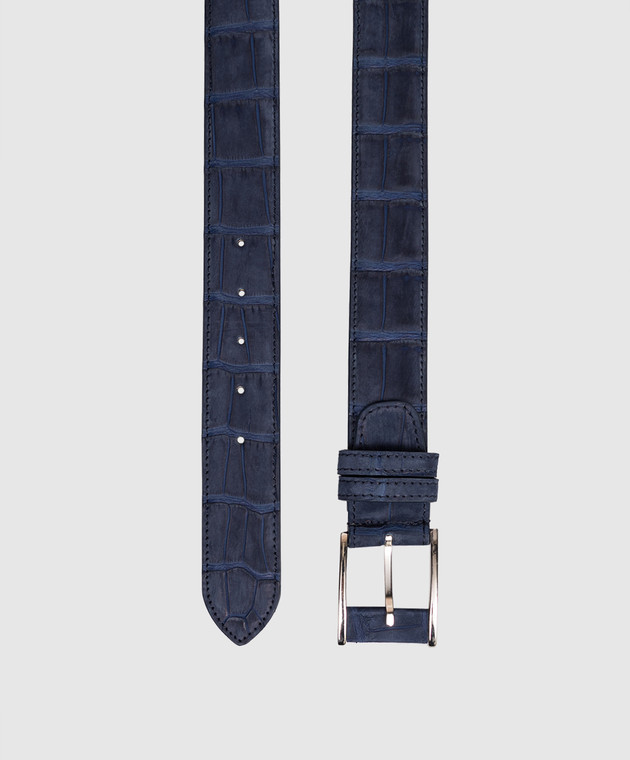 Cashmere&Whiskey Синій ремінь зі шкіри крокодила ALLIGATOR зображення 3