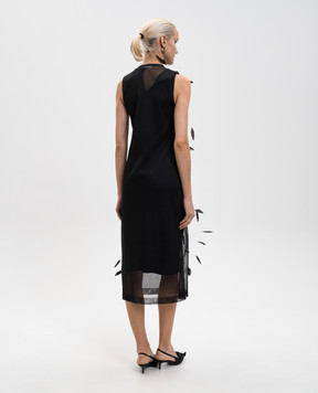 Jil Sander Черное платье из шелка с перьями J03CT0548J16141