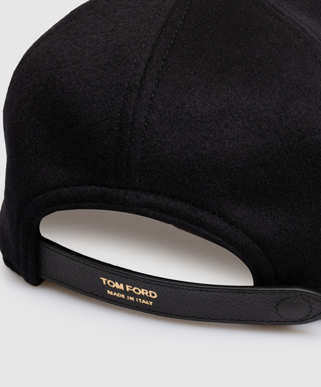 Tom Ford Черная кепка из кашемира с вышивкой монограммы MH005TCW003G изображение 4
