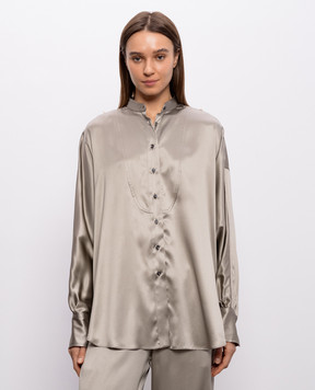 Brunello Cucinelli Блуза кольору хакі із шовку M0C59MY906