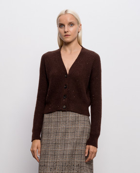 Brunello Cucinelli Коричневый кардиган с пайетками MPG737816