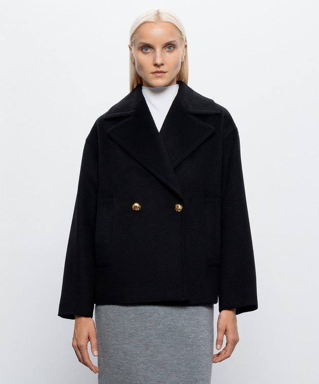 Max Mara Чорне двобортне пальто TSNOB з вовни MSTSNOB зображення 3