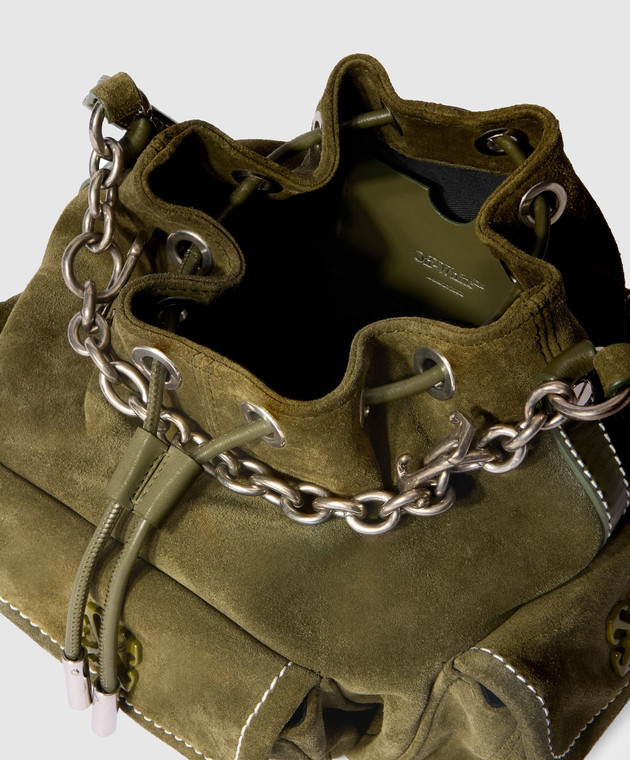 Off-White Зеленая замшевая сумка-кисет Dumbo OWMY002F25LEA003 изображение 4