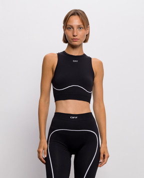 Off-White Чорний топ з візерунком логотипа 2FA00661T