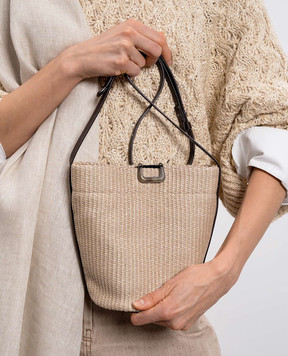 Brunello Cucinelli Бежева сумка бакет-бег з рафії MB96D2800