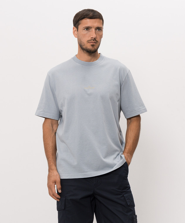 Stone Island Блакитна футболка з принтом емблеми L2S152100001S0534 зображення 2