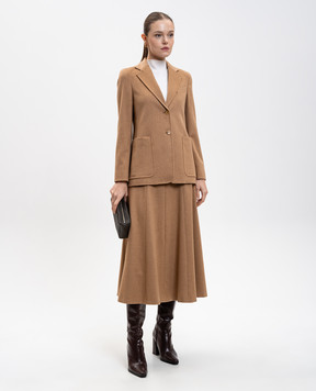 Max Mara Коричневая юбка миди GENEVE из шерсти верблюда GENEVE