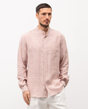 Agnona Коричневая рубашка из льна в полоску TD07U3YR3002