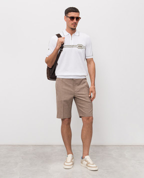 Stefano Ricci Біле поло з шовком з контрастними смужками K818119P31F26285