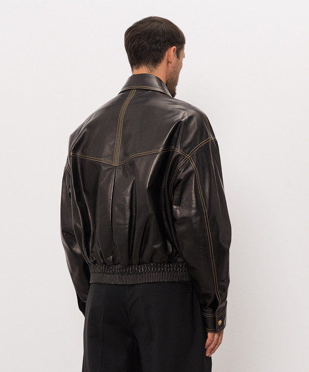 Versace Чорна шкіряна куртка 10257781A18381 зображення 4