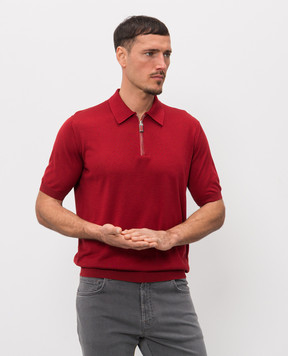 Stefano Ricci Червоне поло із шовку зі шкірою крокодила K616006Z41F26102