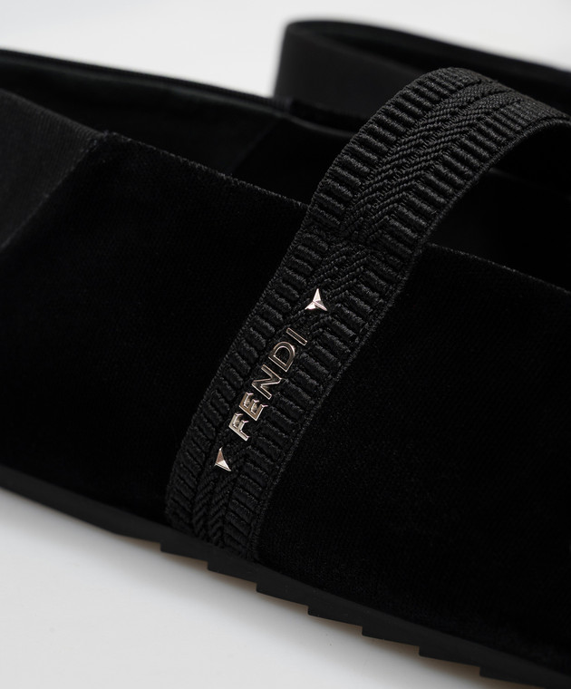 Fendi Черные бархатные балетки Academia 8F9214WR1 изображение 5