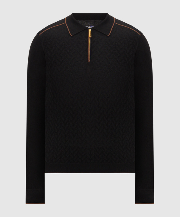 Stefano Ricci Чорне поло з кашеміру, шовку та вовни K606438P30F26324