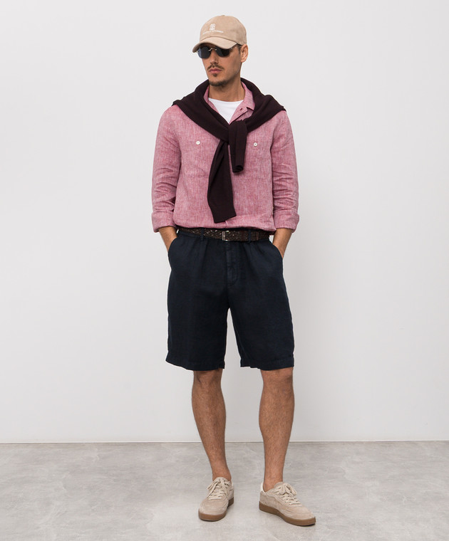 Brunello Cucinelli Темно-сині шорти з льону M243DU0065 зображення 2