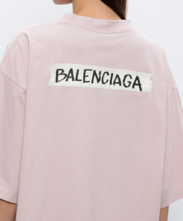 Balenciaga Рожева футболка з принтом A00497TTVL6 зображення 4
