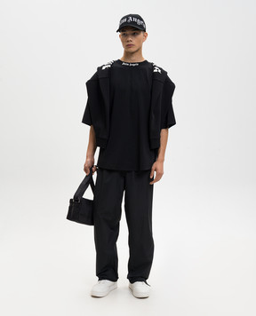 Palm Angels Черная футболка с контрастным логотипом PMAA10BS26JER001