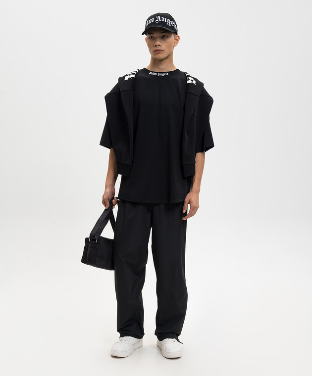 Palm Angels Чорна футболка з контрастним логотипом PMAA10BS26JER001 зображення 2