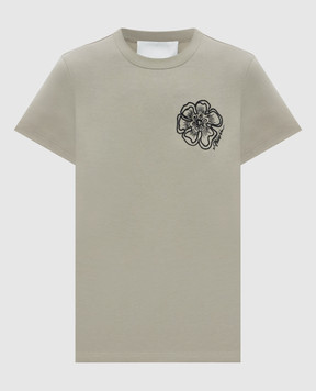 3.1 Phillip Lim Футболка цвета хаки с вышивкой S26110386PJB