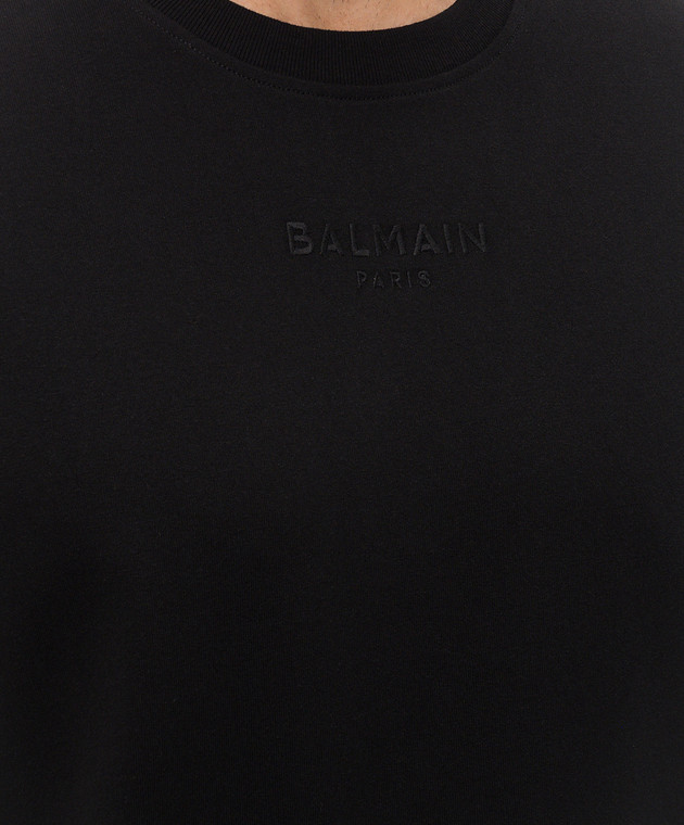 Balmain Черная футболка с логотипом GH0EG000BD10 изображение 5