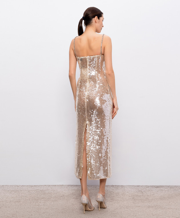 Nissa Бежевое платье миди с пайетками RS16511 изображение 3