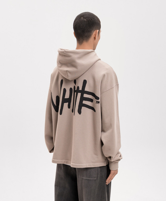 Off-White Бежеве худі з принтом логотипа 44MBB12MS26F008 зображення 4