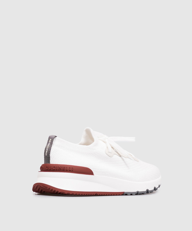 Brunello Cucinelli Кроссовки из белого хлопка с фактурным логотипом MZUPMBO252 изображение 3