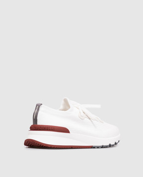Brunello Cucinelli Кроссовки из белого хлопка с фактурным логотипом MZUPMBO252