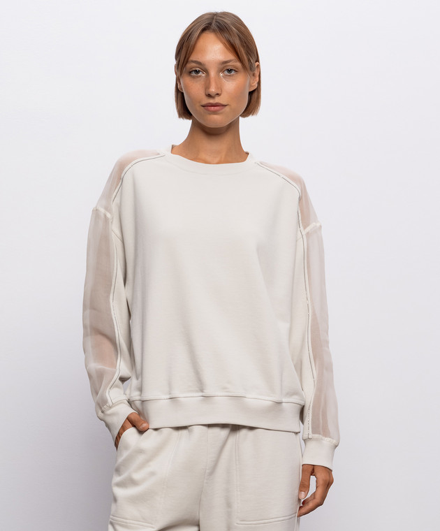 Brunello Cucinelli Свитшот цвета айвори с цепочкой мониль MN05NB2R00 изображение 3