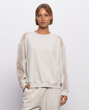 Brunello Cucinelli Свитшот цвета айвори с цепочкой мониль MN05NB2R00