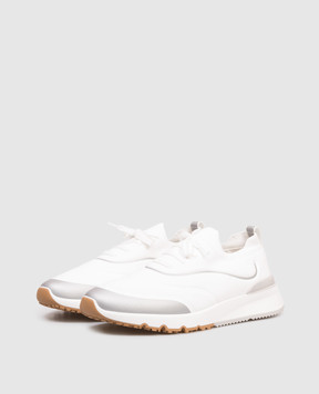 Brunello Cucinelli Белые кроссовки с фактурным логотипом MZUAUFO340