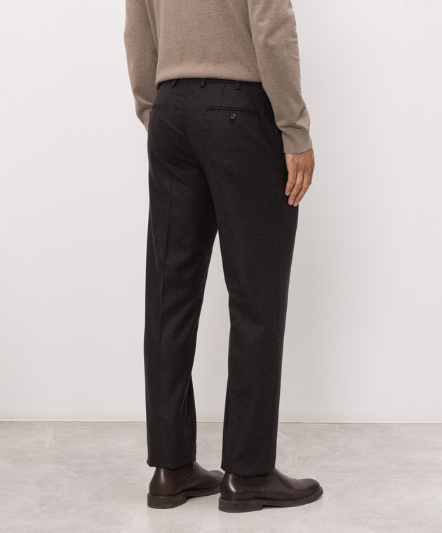ISAIA Темно-коричневые брюки из шерсти и кашемира 007315P9040 изображение 4