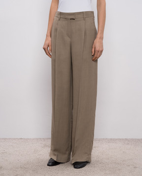 Brunello Cucinelli Бежеві штани з льоном MH126P8884