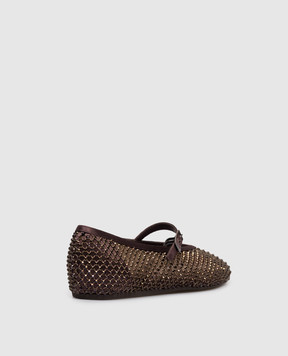 Le Silla Коричневі балетки GILDA з кристалами 0189C020MTPPSAS