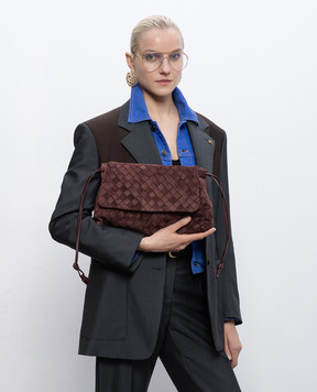 Bottega Veneta Бордова замшева сумка Giorno 857657V5ZZ0