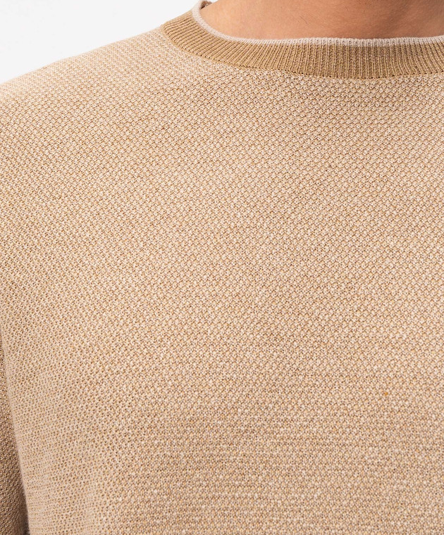 Canali Бежева футболка з льоном та шовком MK02462C1181 зображення 5